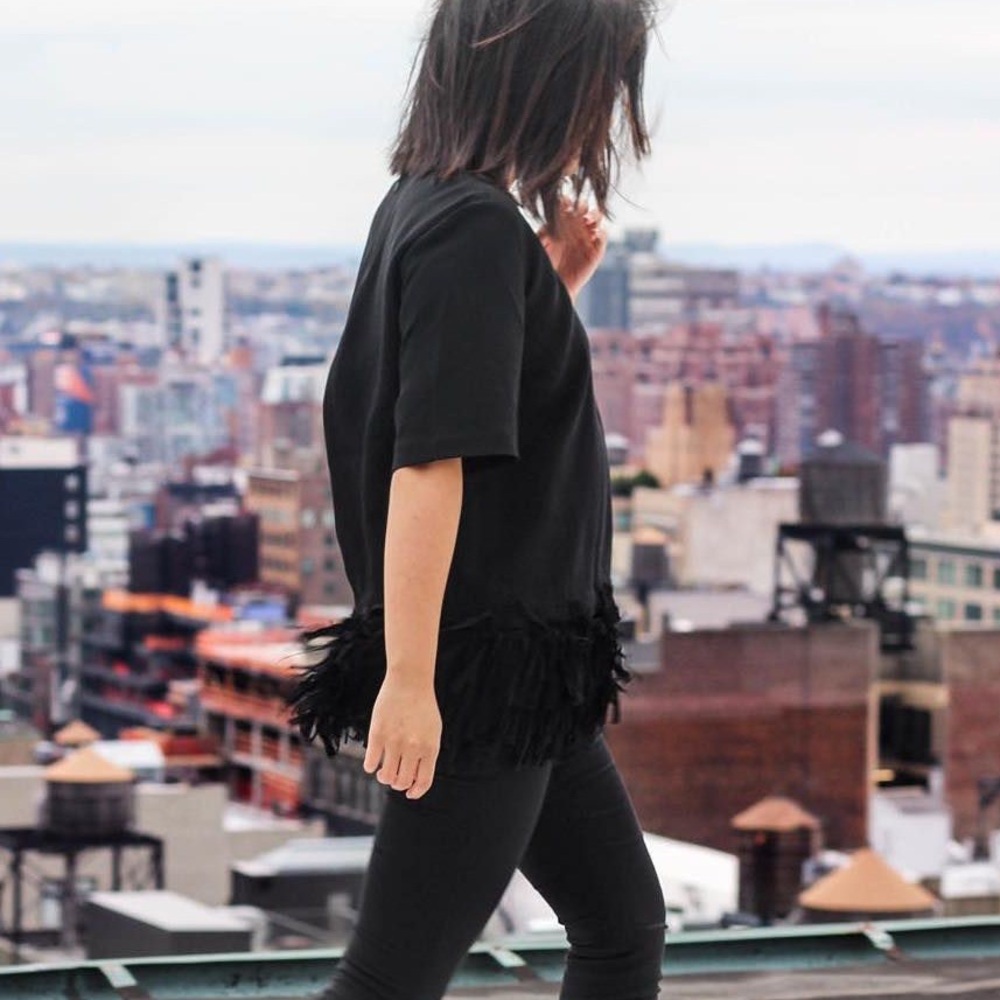 Banana Republic Crepe Fringe Bottom Top